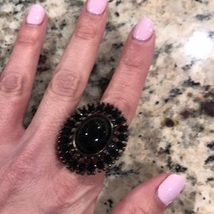 Black expandable statement ring